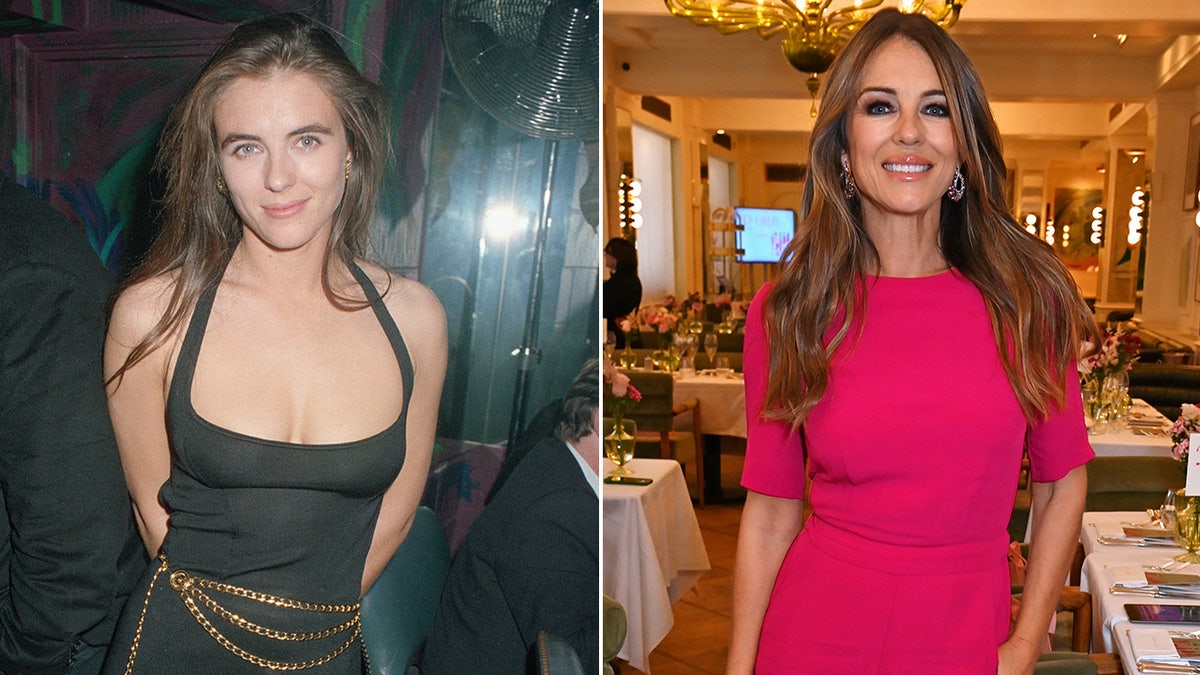 A photo of Elizabeth Hurley then and now