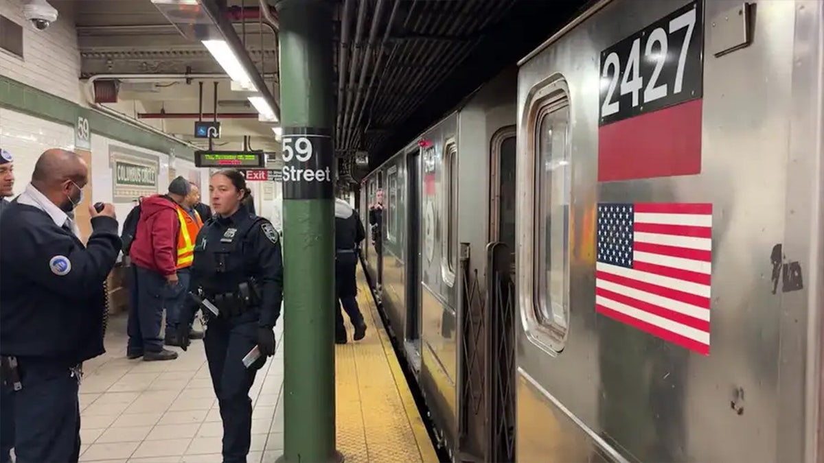 Police officers at subway station