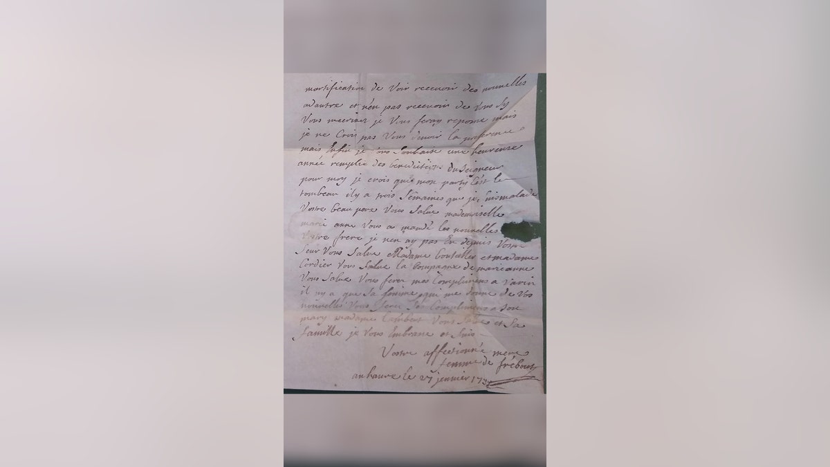Full length French letter from Seven Years' War