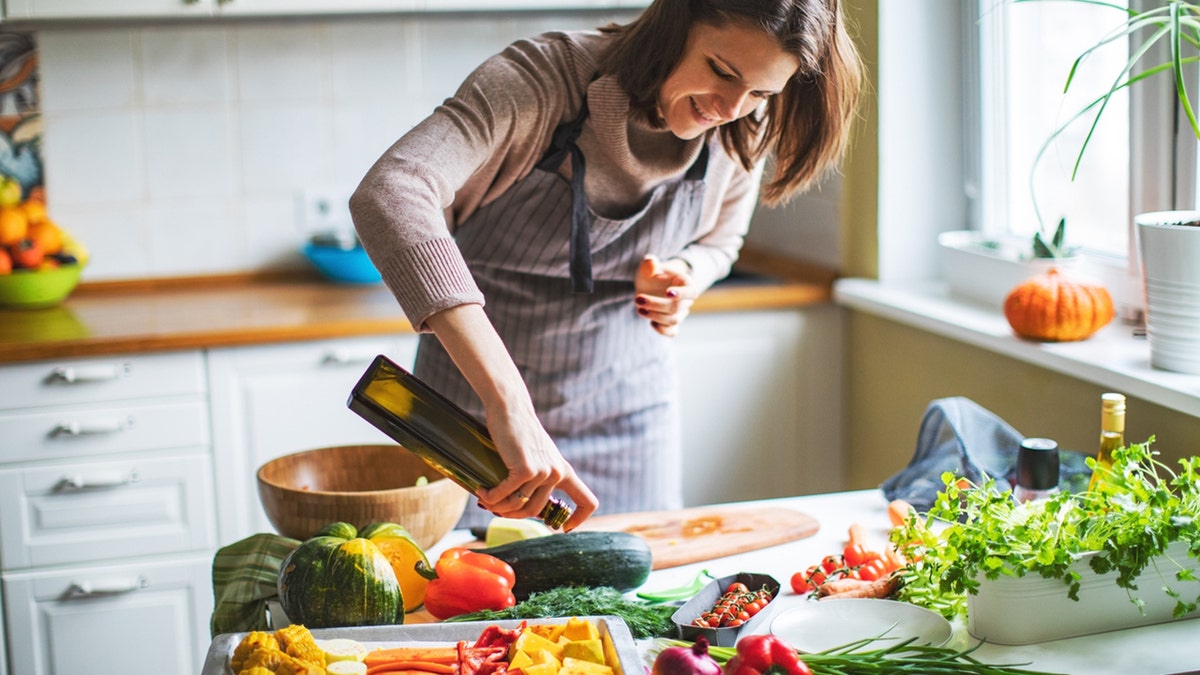 Woman preparing healthy foods