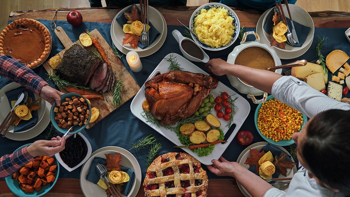 Thanksgiving food spread