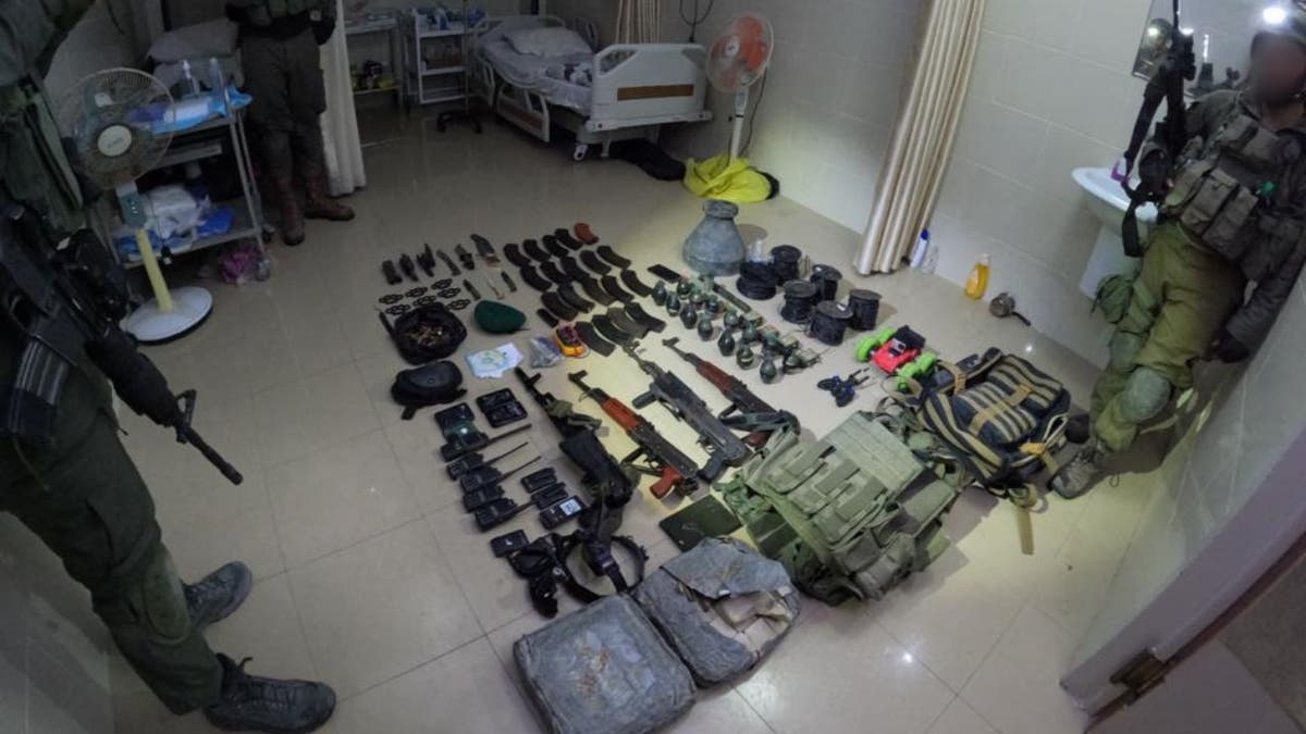 Stockpile of weapons in a Gaza hospital