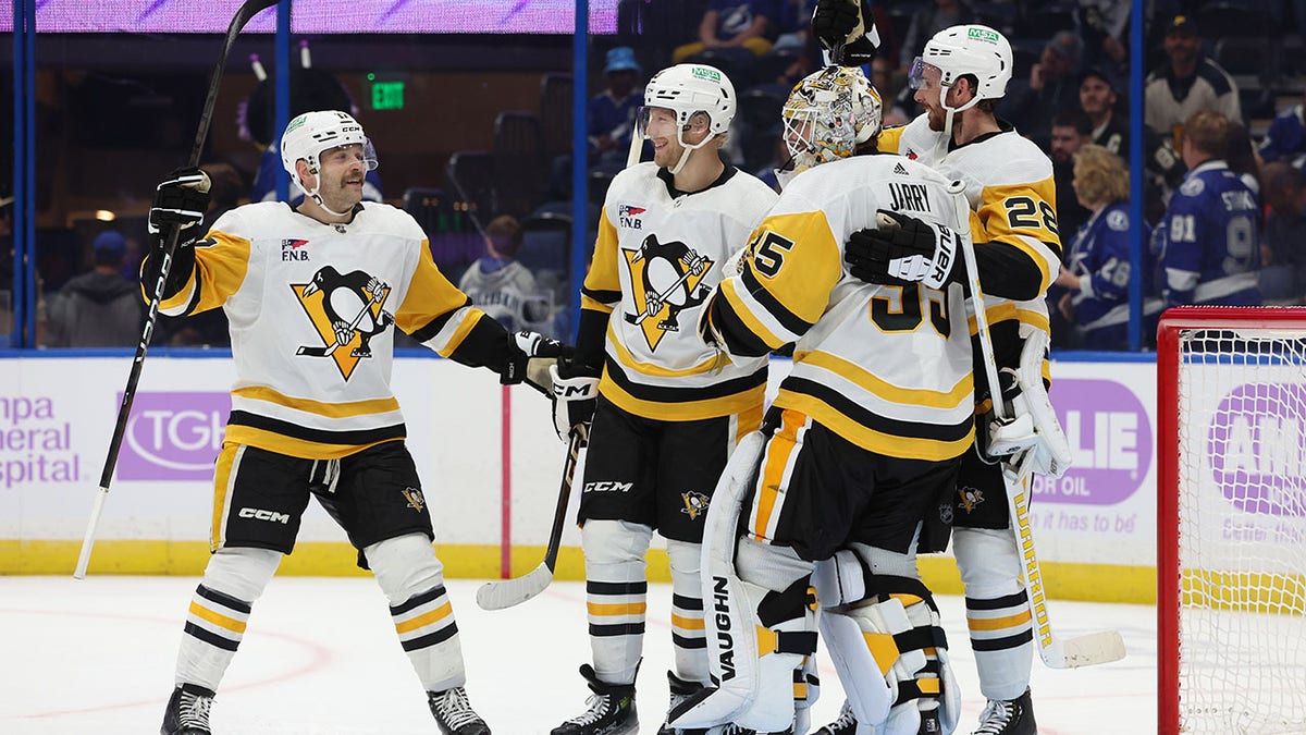 Penguins goalie Tristan Jarry joins rare company after scoring unlikely goal 2 Penguins mob Jarry