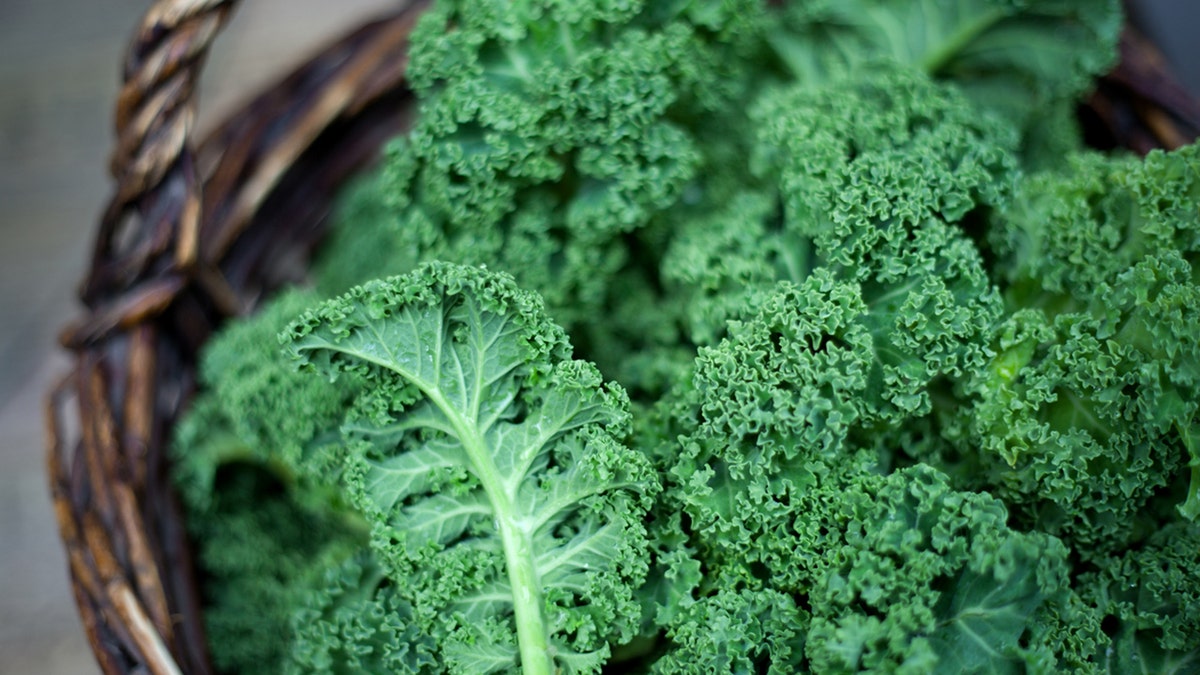 kale in rustic basket