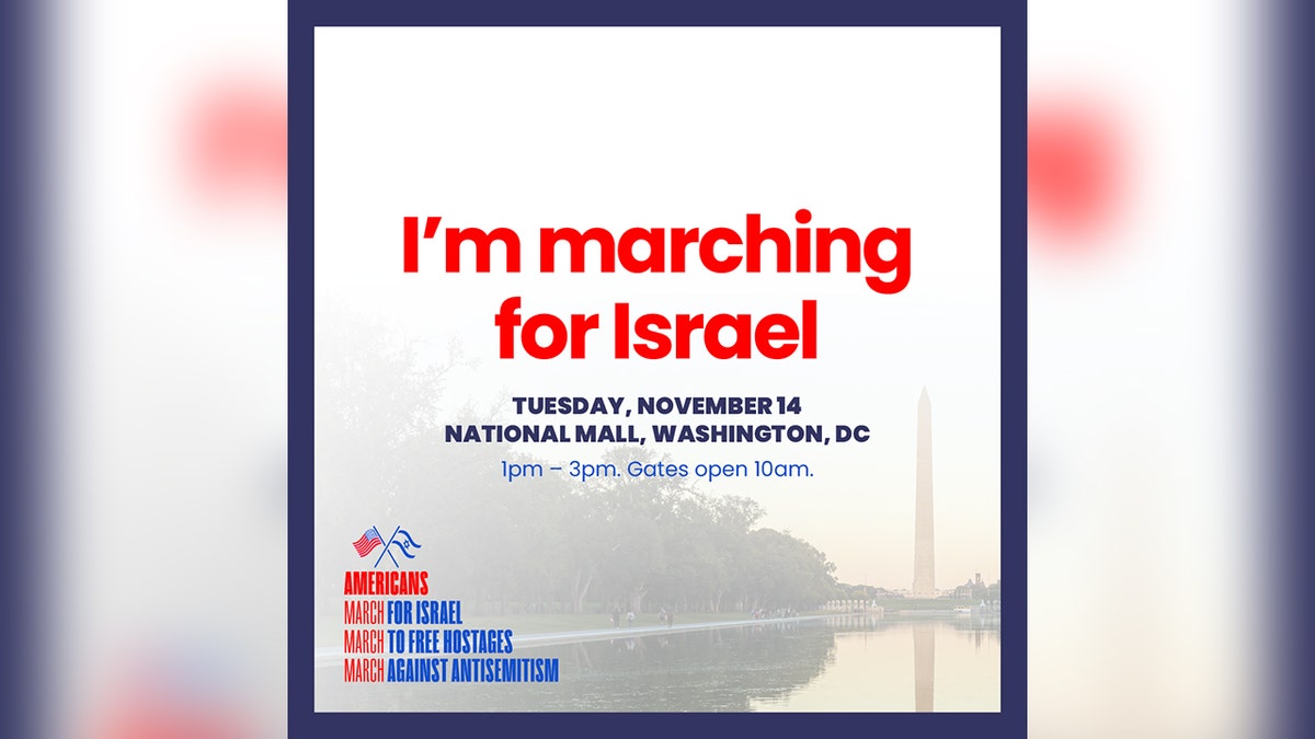 A graphic that reads, "I'm marching for Israel"