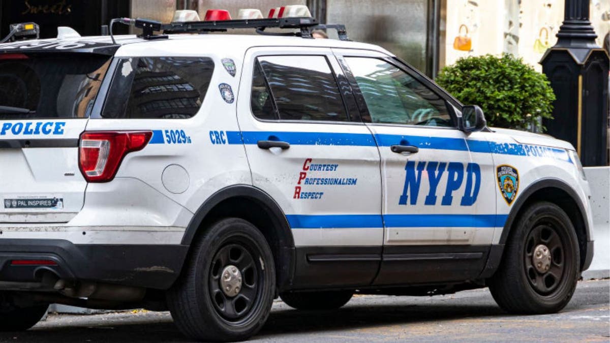 A parked NYPD car.