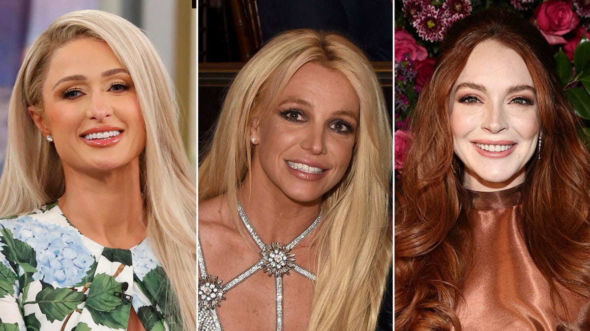 Paris Hilton, Britney Spears and Lindsay Lohan smile 