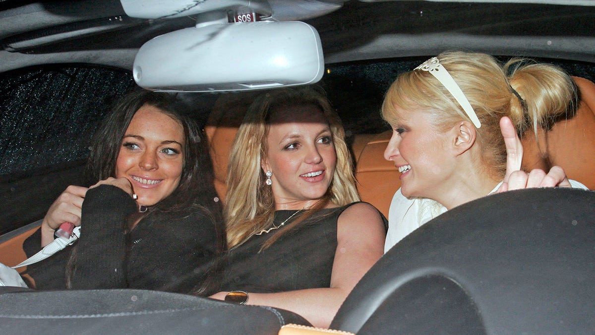 Paris Hilton laughs with Britney Spears and Lindsay Lohan