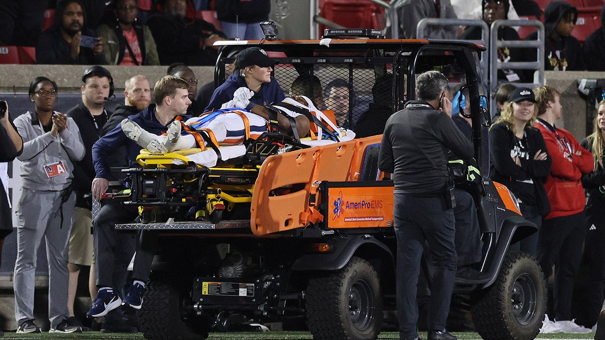 Perris Jones is carted off the field