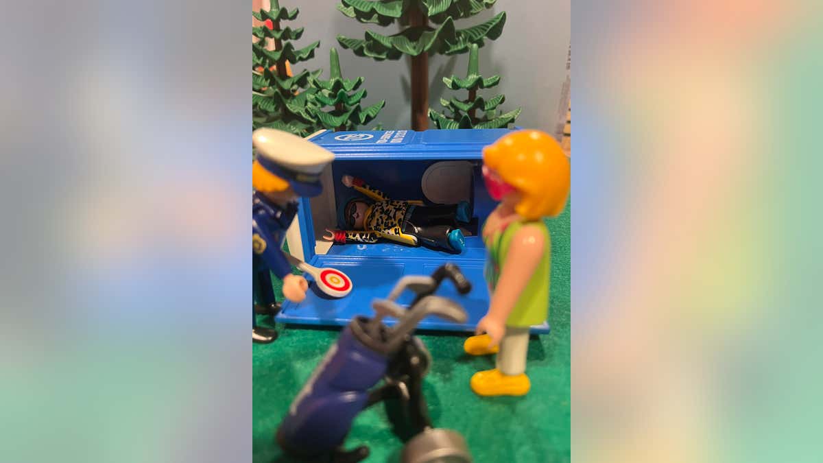 A Facebook creator used Playmobil figures to depict the Porta Potty tipover