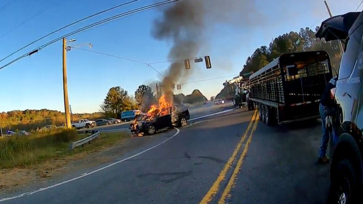 burning car