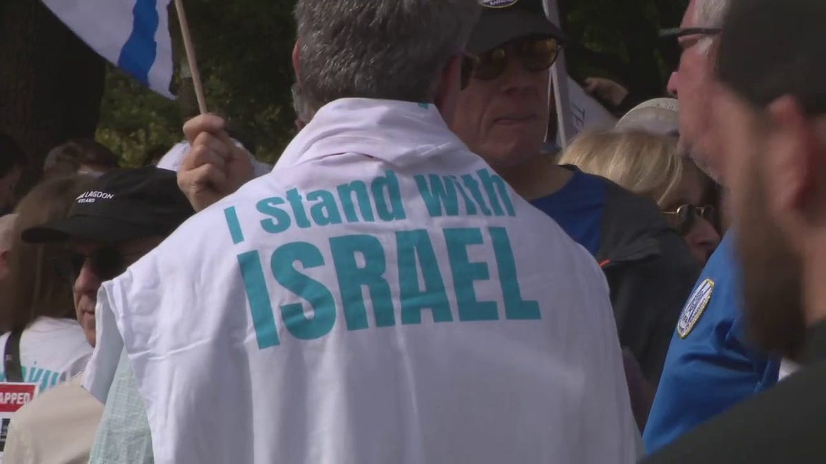 Pro-Israel flag worn on person