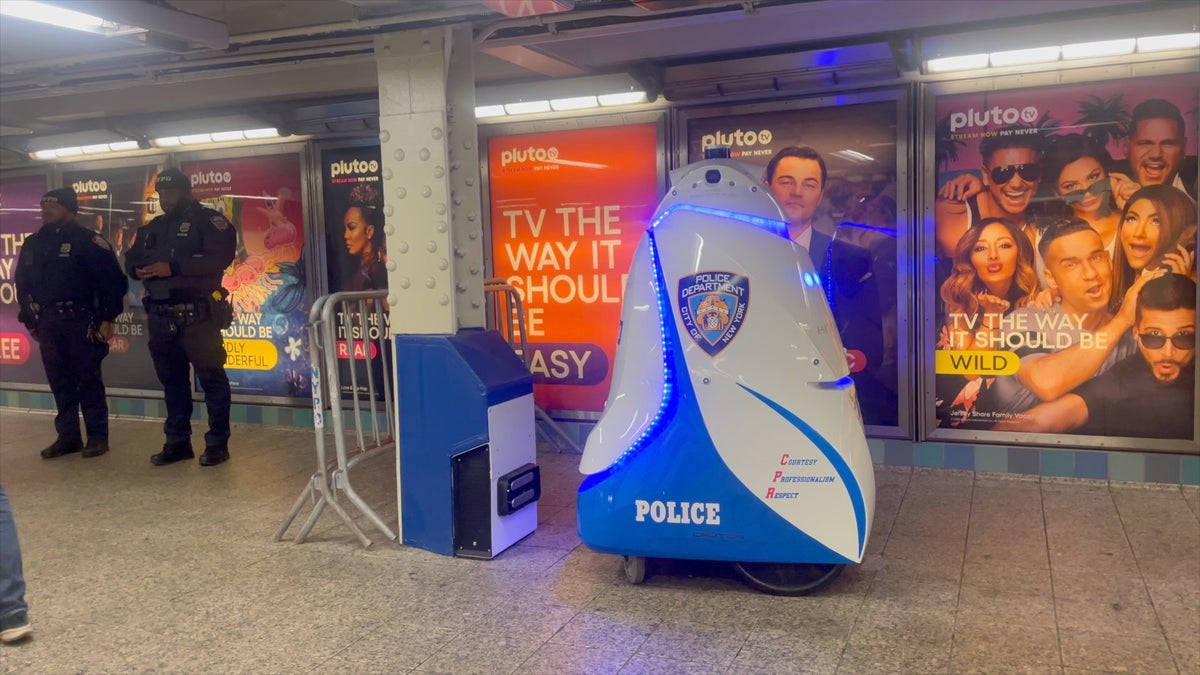 NYPD security robot in new york times subway station