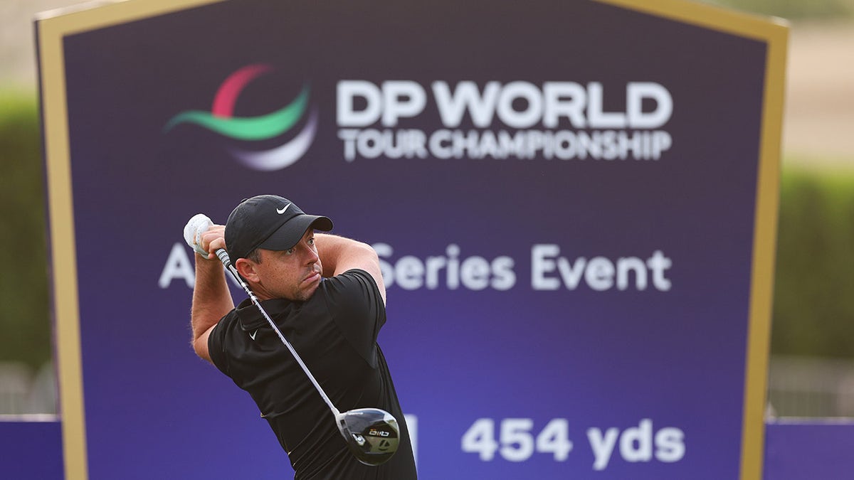 Rory McIlroy tees off