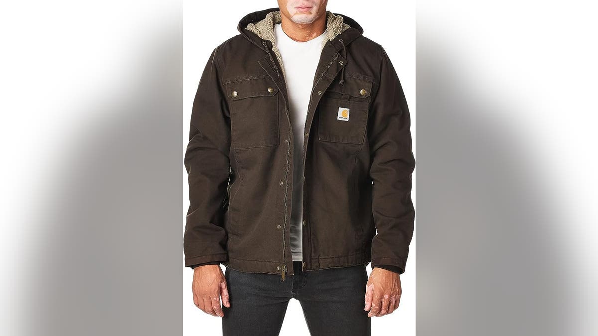 Carhartt Men's Relaxed Fit Washed Duck Sherpa-Lined Utility Jacket