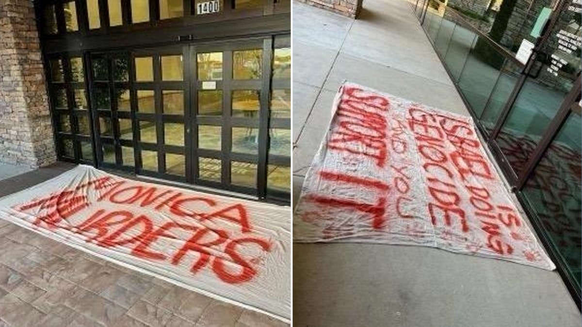 Anti-Israel message in the ground in spray paint