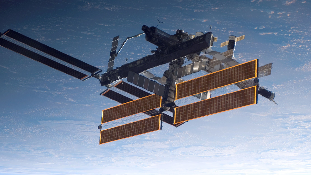 Intl. Space Station seen in orbit above earth