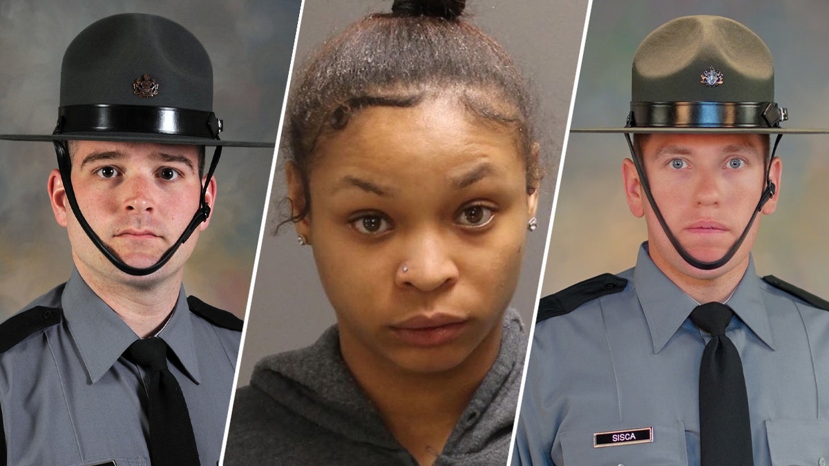 Trooper Martin Mack III (L), Jayana Tanae Webb, Trooper Branden Sisca (R)
