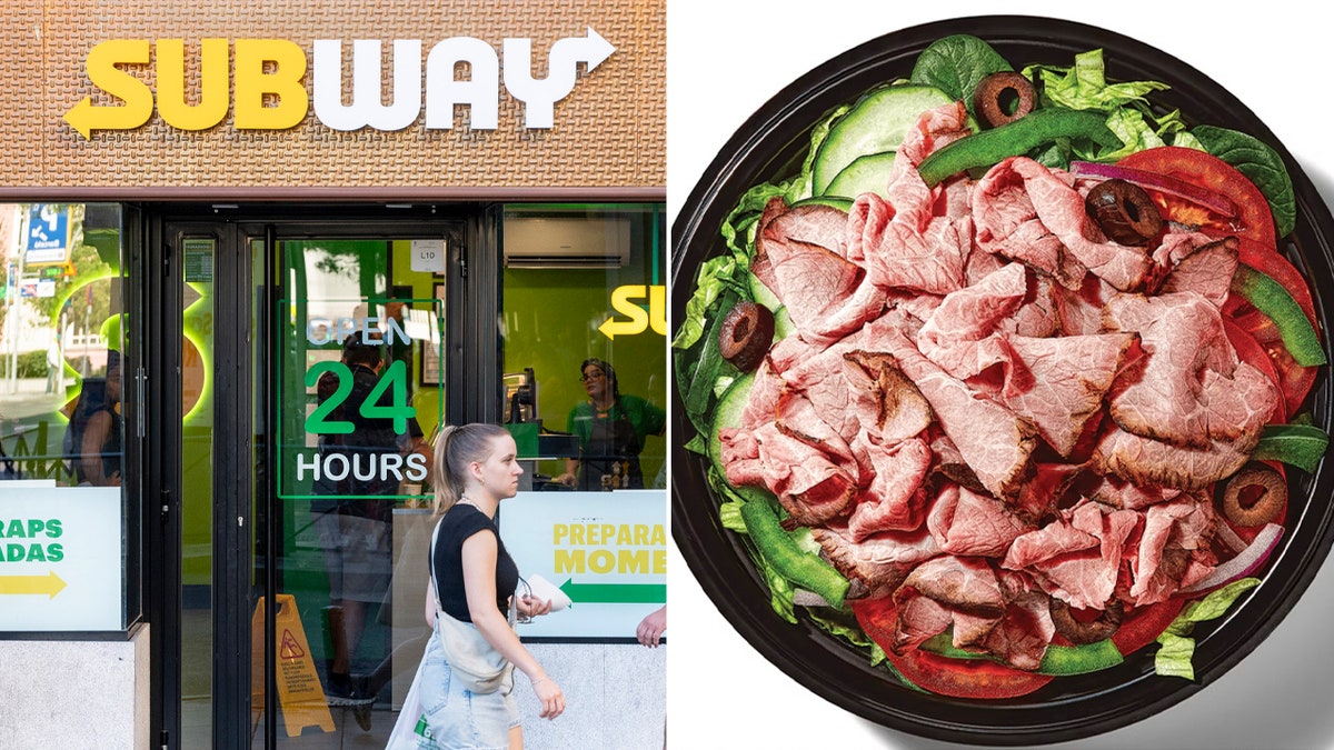 subway storefront and food split