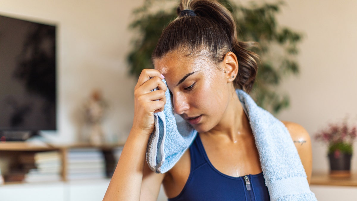 woman sweating after exercise
