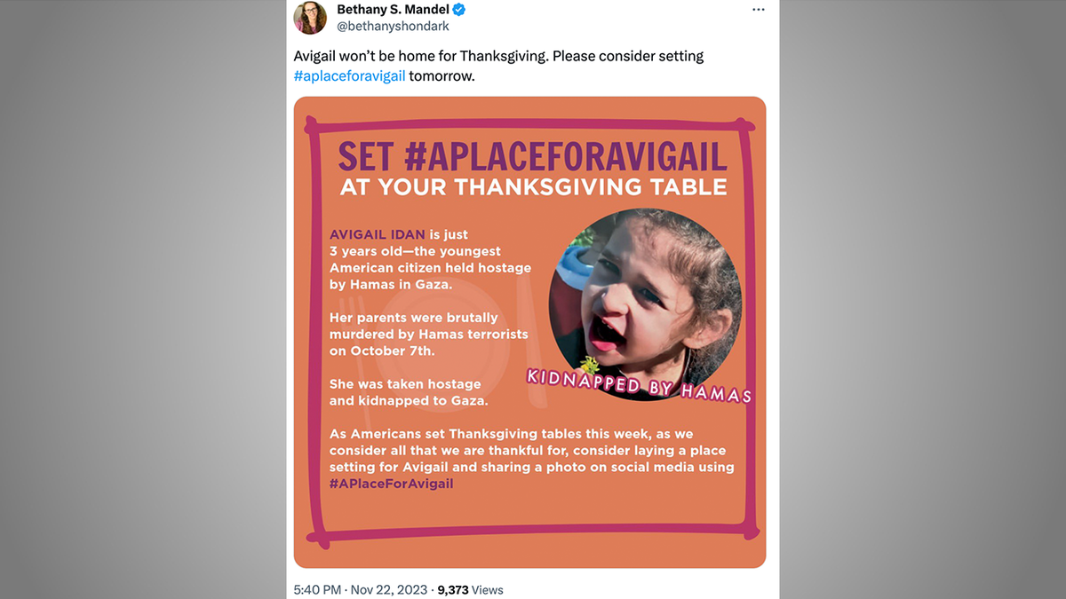 Bethany Mandel Thanksgiving post