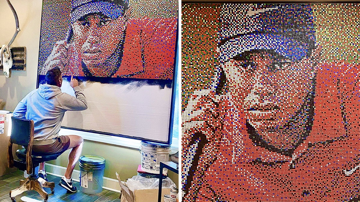 Tiger Woods mural and Aaron Norris