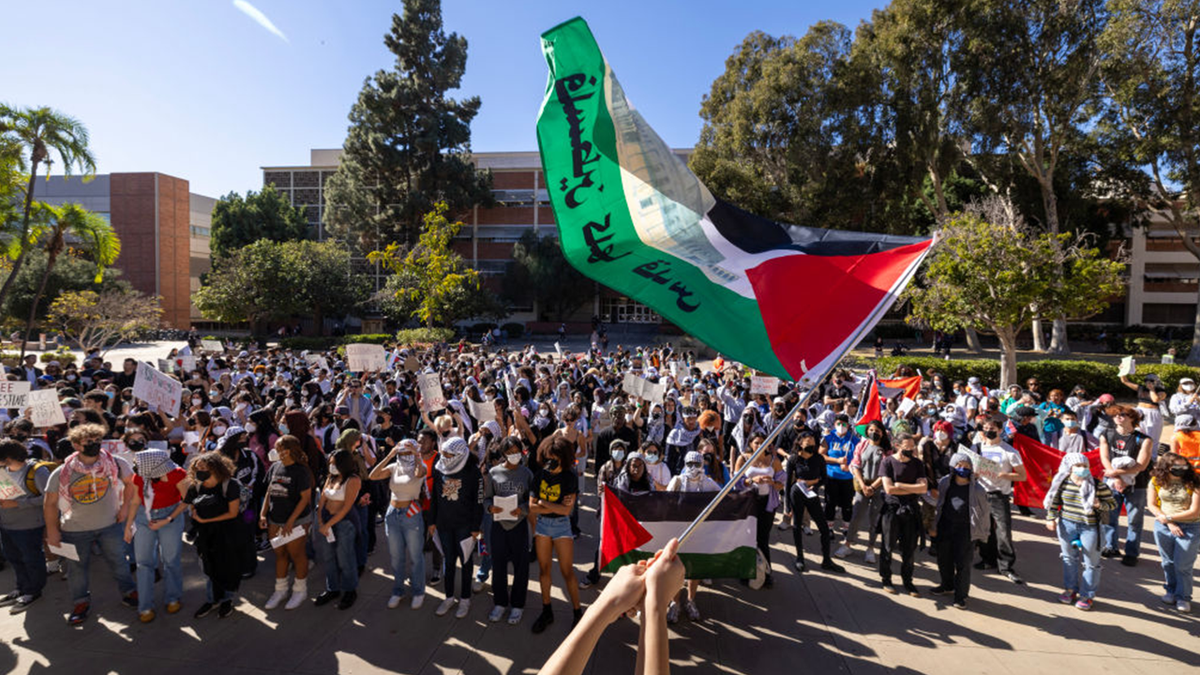 UCLA student participate in a protest.