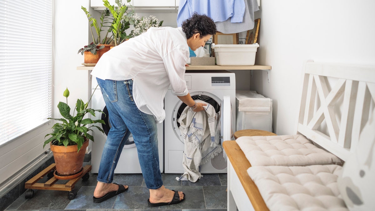 woman doing laundry