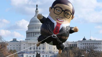 Protesters fly massive George Santos balloon outside Capitol demanding his expulsion