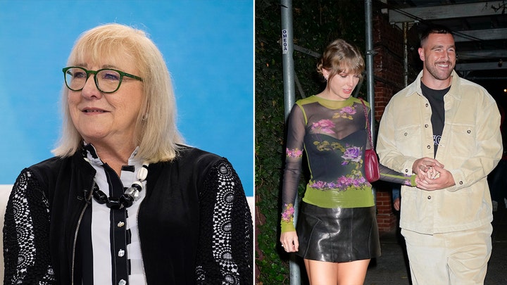 Taylor Swift laughs as she changes the lyrics to her song 'Karma' to reference Travis Kelce