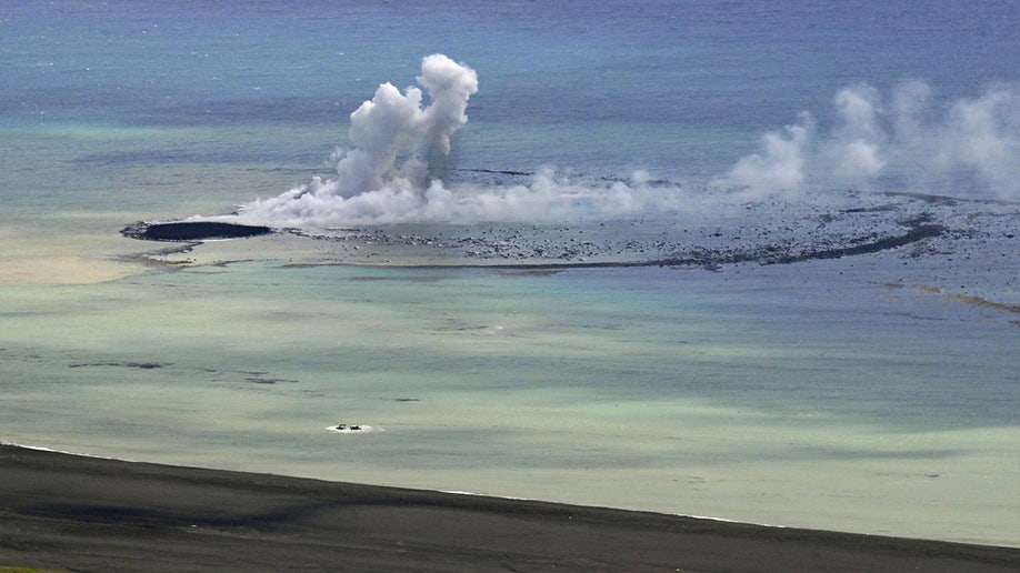 Aerial photo of explosion off Iwoto Island in Japan