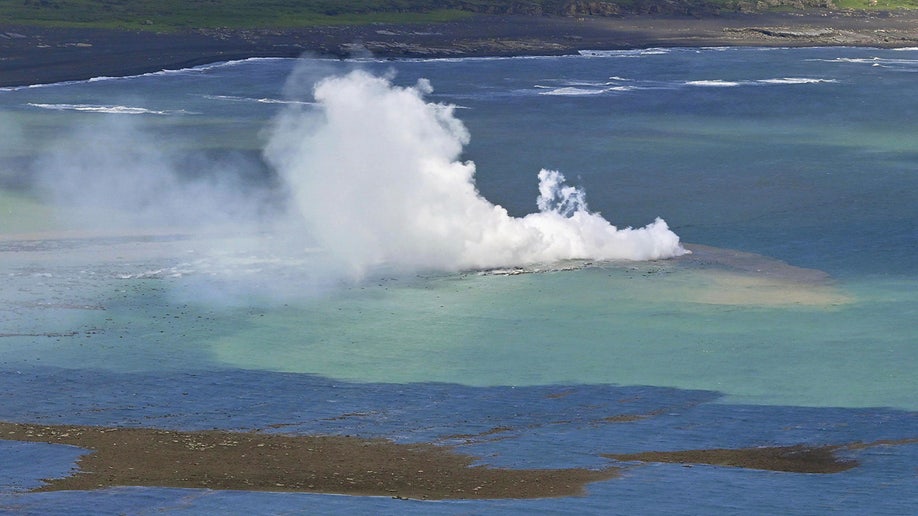 Aerial photo of explosion off Iwoto Island in Japan