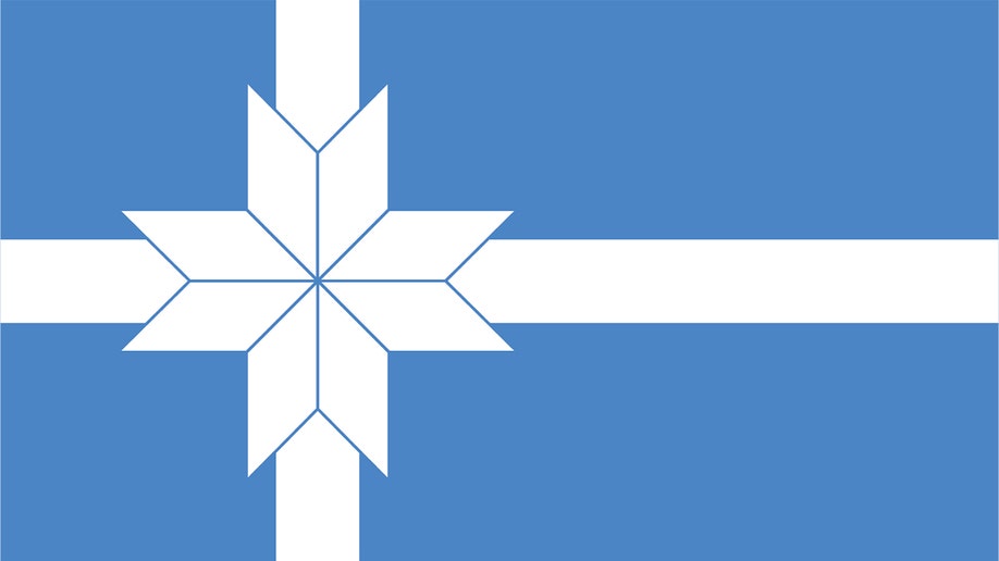 flag design with snowflake star