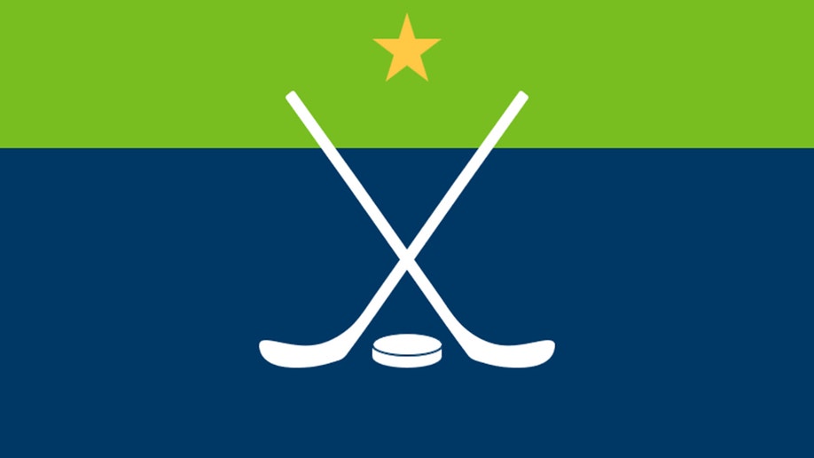 flag with hockey sticks