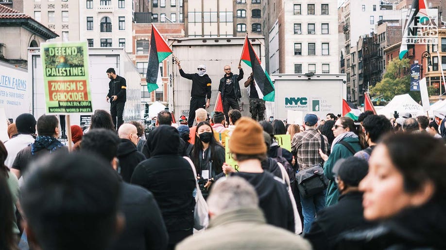 Pro-Palestine protestors gather at Union Square in New York City