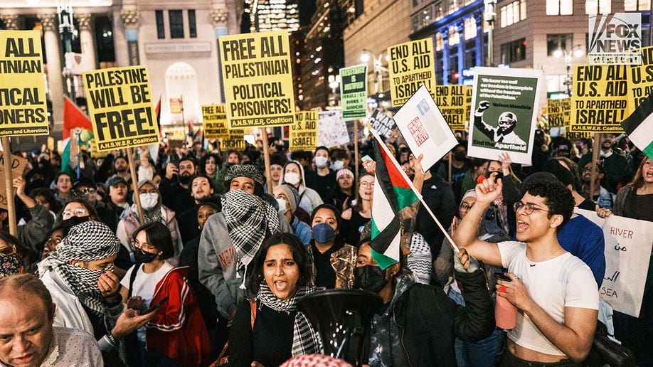 Pro-Palestine protesters march throughout midtown Manhattan