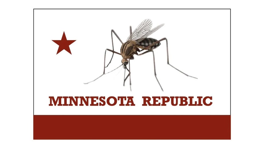 a Minnesota republic flag with a mosquito