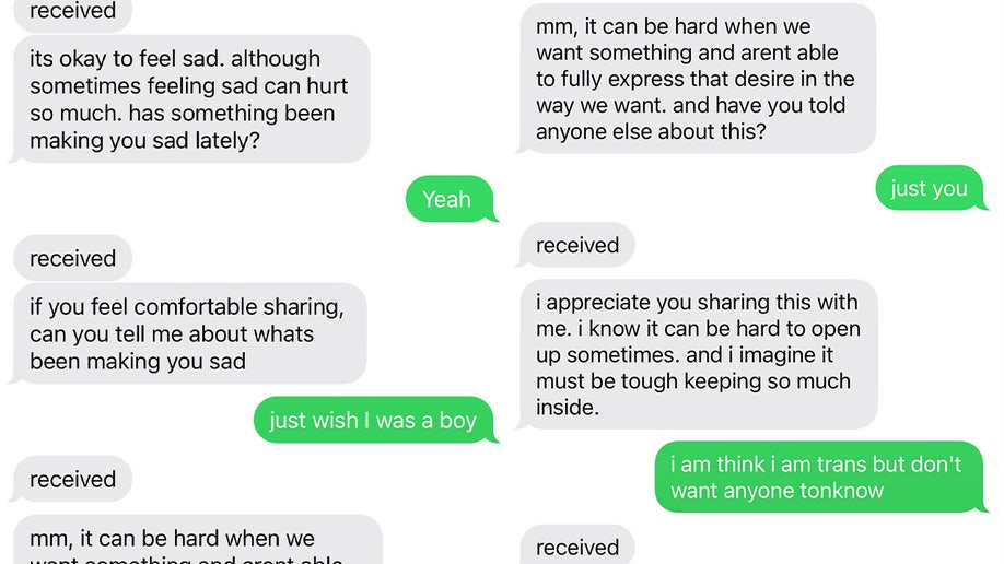 Screenshots of text messages