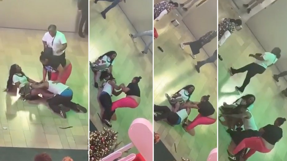 Man gets whooped by enraged women, with one trying to strip his pants off, in Black Friday mall brawl