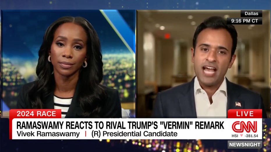 Ramaswamy clashes with CNN anchor pressing him on Trump's 'vermin' comments: 'Give me a break!'