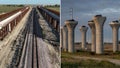 Ongoing construction of the California bullet train project is photographed in Corcoran, California, left, and Hanford, California, right. - Fox News