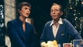 Bing Crosby and David Bowie singing their hit song Little Drummer Boy on TV Christmas Special Merrie Olde Christmas 1977. (Photo by Screen Archives/Getty Images)