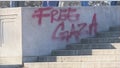 The message "Free Gaza" is seen spray-painted Wednesday near the Lincoln Memorial in Washington, D.C.