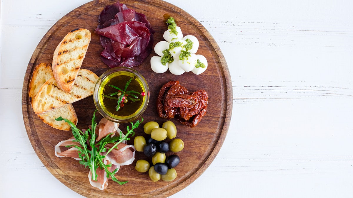 Meat and cheese plate antipasti snack