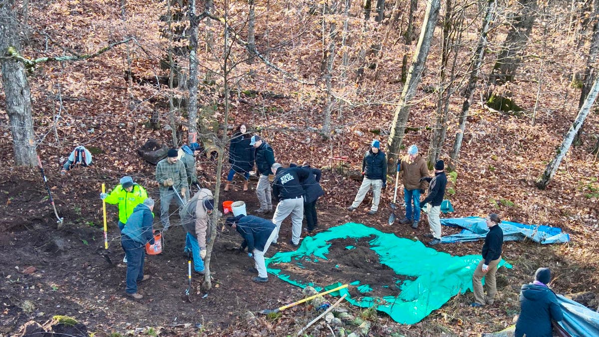 Law enforcement searching the woods in Vermont for Sara Wood's remains