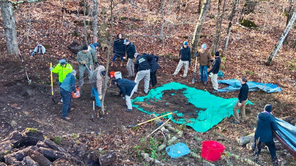 Law enforcement searching the woods in Vermont for Sara Wood's remains