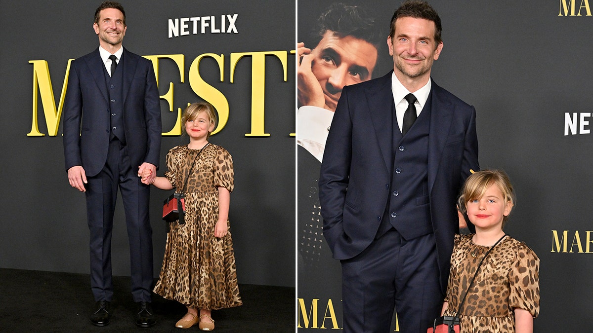 Bradley Cooper and his daughter at the premiere of Maestro
