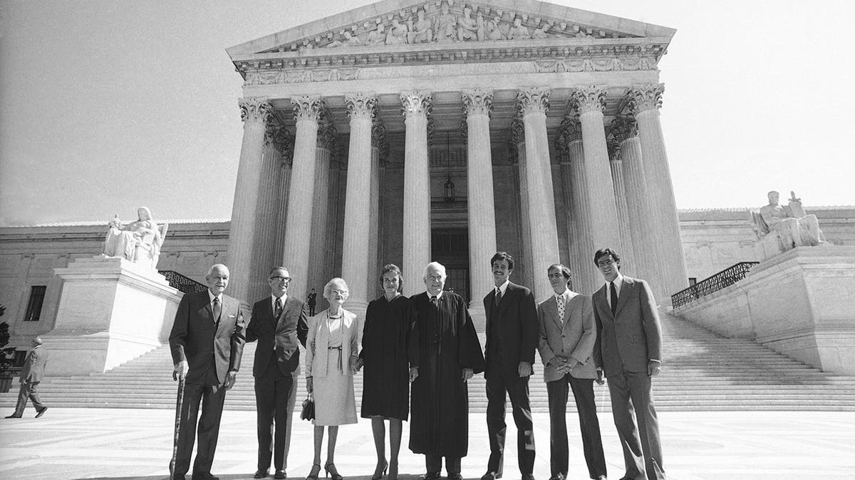 O'Connor, members of her family in front of the US Supreme Court