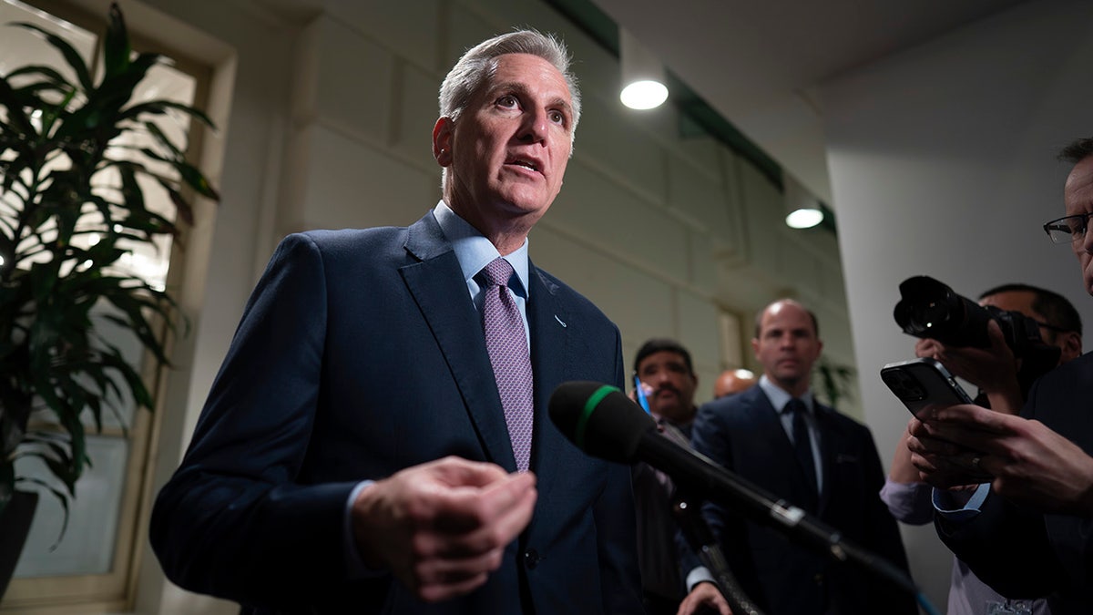 McCarthy talks to reporters after Gaetz meeting