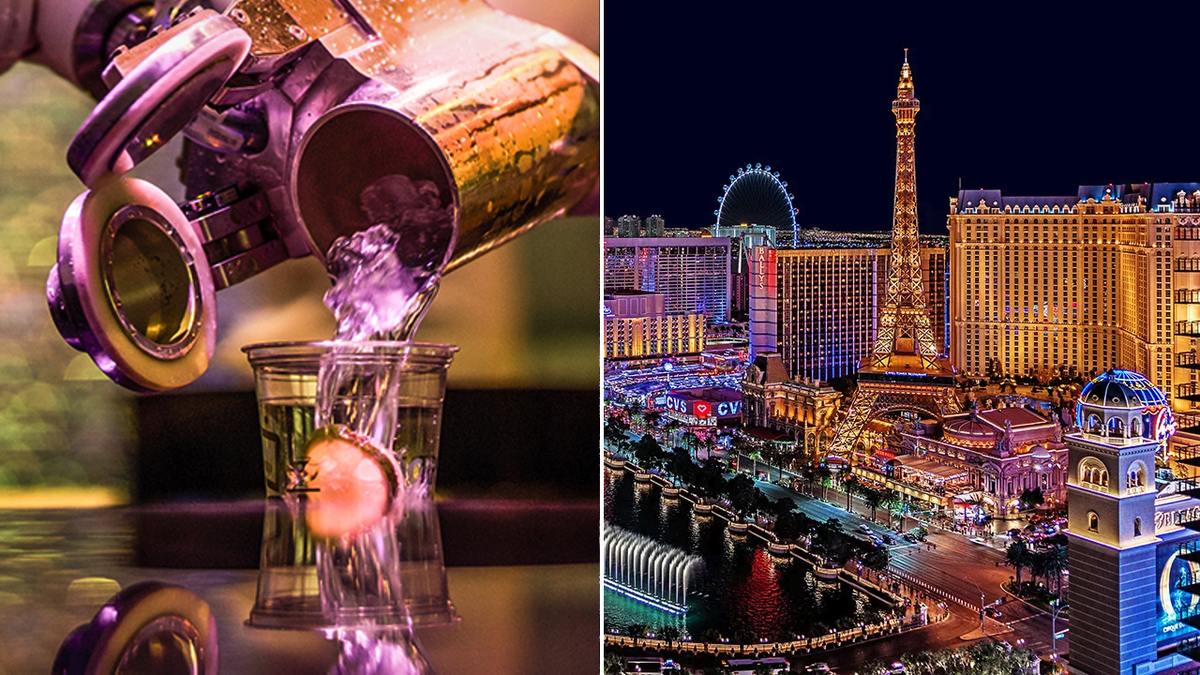Alcohol and Las Vegas split image